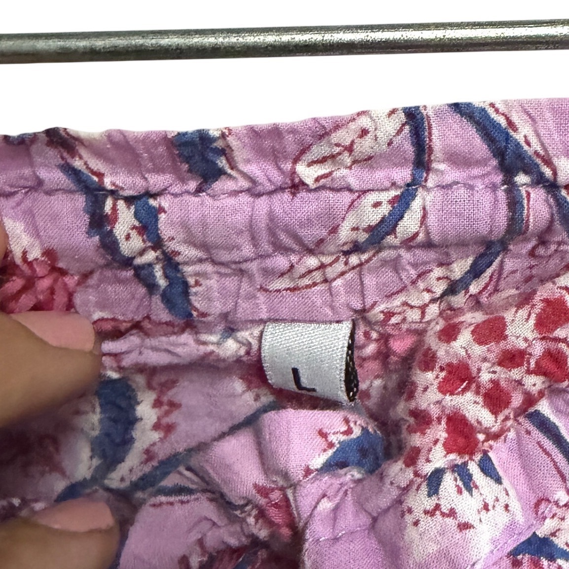 Pax Philomena Hand Block Print Floral Pink Cotton Pajama Set Shorts Large L — image 8 of 8